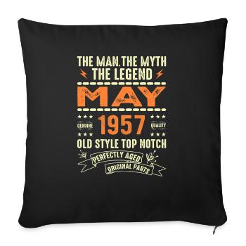 Mai 1957 Jahrgang Vintage Geburtstag Mai 1957 - Sofakissenbezug 45 x 45 cm - Schwarz - Vorne