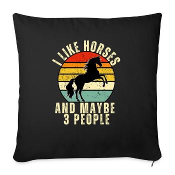 I LIke Horses And Maybe 3 People - Sofa pillowcase 17,3'' x 17,3'' (45 x 45 cm) - black - Front