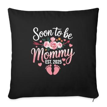Bientôt maman - bébé arrive en 2025 - Housse de coussin décorative 45 x 45 cm - noir - Devant