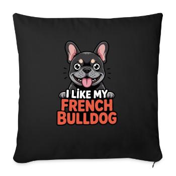 J’aime mon bouledogue français Love - Housse de coussin décorative 45 x 45 cm - noir - Devant