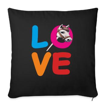 LOVE HOBBYHORSE - Sofa pillowcase 17,3'' x 17,3'' (45 x 45 cm) - black - Front