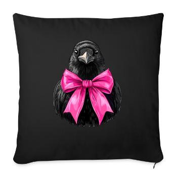 Coquette Bow Crow Raven Bird Girl Mom Pink - Sofa pillowcase 17,3'' x 17,3'' (45 x 45 cm) - black - Front