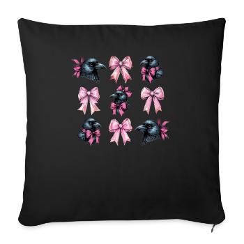 Coquette Bow Raven Crow Bird Girl Mom Pink - Sofa pillowcase 17,3'' x 17,3'' (45 x 45 cm) - black - Front