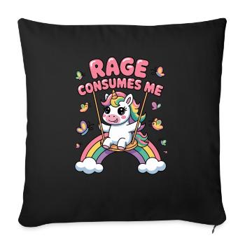 Rage Consumes Me, Funny Sarcastic Unicorn Girls - Sofa pillowcase 17,3'' x 17,3'' (45 x 45 cm) - black - Front