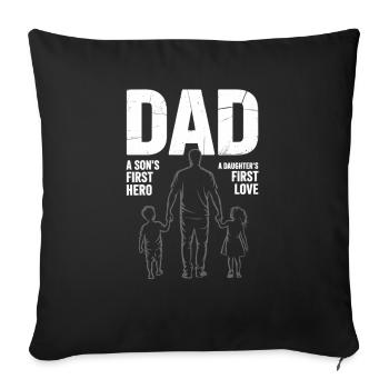 Papa – héros et premier amour - Housse de coussin décorative 45 x 45 cm - noir - Devant