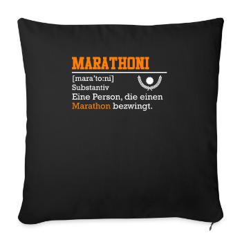 Läufer MARATHONI Laufen Lustiges Marathon - Sofakissenbezug 45 x 45 cm - Schwarz - Vorne