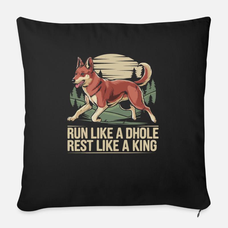 Dhole Lover Faune Canidé Chien sauvage asiatique - Housse de coussin décorative 45 x 45 cm - noir