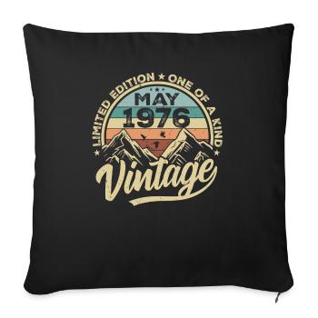 Geburtstag Vintage Mai 1976 original May 1976 - Sofakissenbezug 45 x 45 cm - Schwarz - Vorne