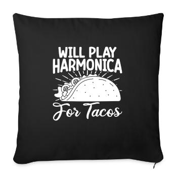 Harmonica Musican Will Play For Tacos Harmonica - Sofakissenbezug 45 x 45 cm - Schwarz - Vorne