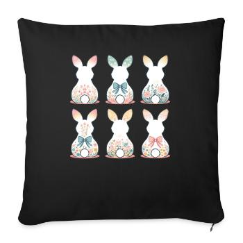 Easter Flower Bunnies Vintage Cottagecore Style - Sofa pillowcase 17,3'' x 17,3'' (45 x 45 cm) - black - Front