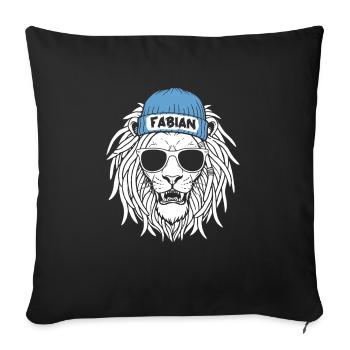 Löwe Fabian - Sofakissenbezug 45 x 45 cm - Schwarz - Vorne