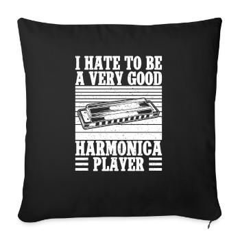 Musicien d’harmonica déteste être un très bon joueur - Housse de coussin décorative 45 x 45 cm - noir - Devant