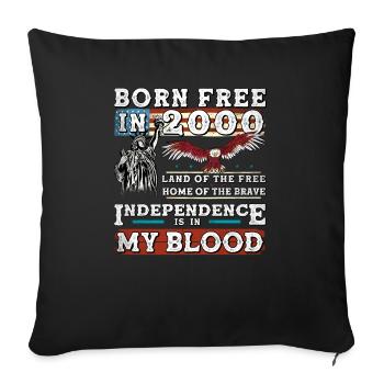 Né libre en 2000 - 25 ans de liberté et de fierté - Housse de coussin décorative 45 x 45 cm - noir - Devant
