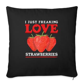 Erdbeeren Strawberry Erdbeere Geschenke - Sofakissenbezug 45 x 45 cm - Schwarz - Vorne
