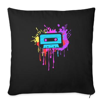 80's Theme Party 80s Outfit Cassette - Sofa pillowcase 17,3'' x 17,3'' (45 x 45 cm) - black - Front