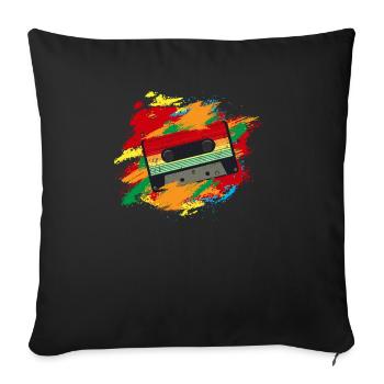 80's Theme Party 80s Outfit Cassette - Sofa pillowcase 17,3'' x 17,3'' (45 x 45 cm) - black - Front