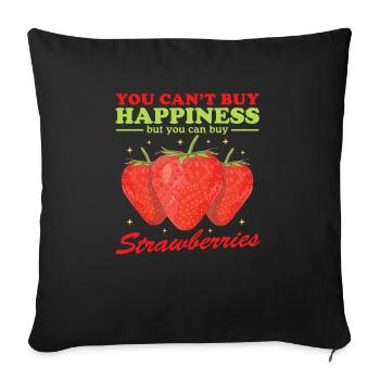 Cadeau Fraise Fraise - Housse de coussin décorative 45 x 45 cm - noir - Devant
