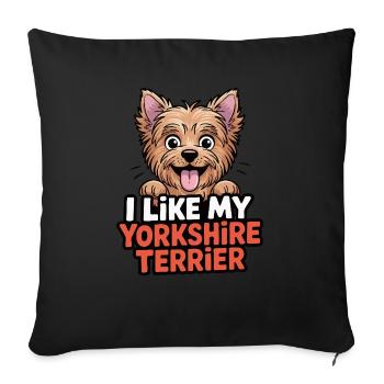 J’aime mon Yorkshire Terrier Hundeliebe - Housse de coussin décorative 45 x 45 cm - noir - Devant
