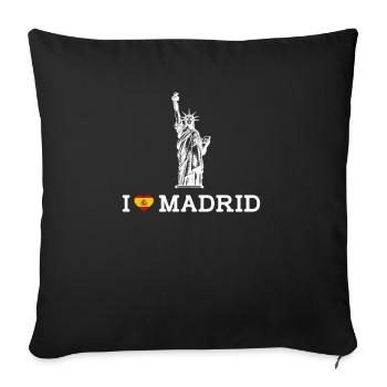 I Love Madrid Spain Heart Flag Statue Of Liberty - Sofa pillowcase 17,3'' x 17,3'' (45 x 45 cm) - black - Front