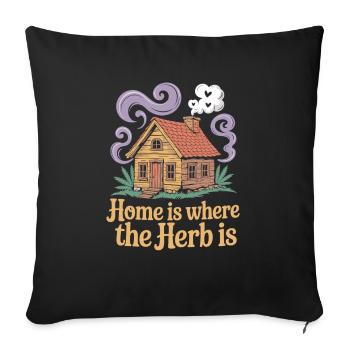 Home is where the herb is - Sofa pillowcase 17,3'' x 17,3'' (45 x 45 cm) - black - Front