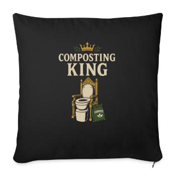 Compostage Toilette Vie Eco Humour Hors Réseau Salle de bain - Housse de coussin décorative 45 x 45 cm - noir - Devant
