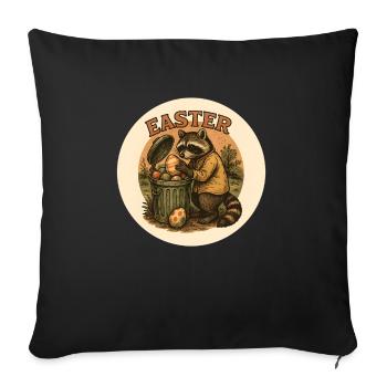 raton laveur de Pâques aux œufs - Housse de coussin décorative 45 x 45 cm - noir - Devant