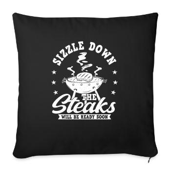 Grillades BBQ Viande Fumée Barbecue Fumoir - Housse de coussin décorative 45 x 45 cm - noir - Devant