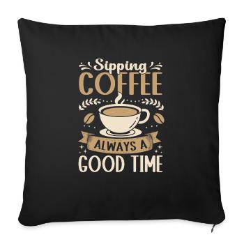 Café Profitez toujours d’un bon moment Café - Housse de coussin décorative 45 x 45 cm - noir - Devant