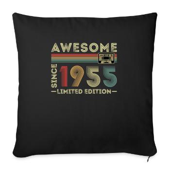 1955 Vintage Retro Geburtstagsgeschenk - Sofakissenbezug 45 x 45 cm - Schwarz - Vorne
