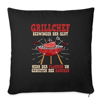 Grillchef Bezwinger Der Glut Herr Der Flammen - Sofakissenbezug 45 x 45 cm - Schwarz - Vorne