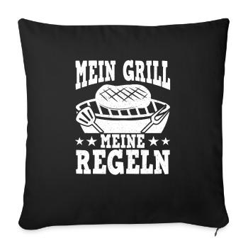 Mein Grill Meine Regeln Grillmeister BBQ Grillen - Sofakissenbezug 45 x 45 cm - Schwarz - Vorne