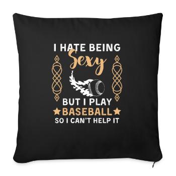 Drôle de baseball disant joueur de baseball - Housse de coussin décorative 45 x 45 cm - noir - Devant