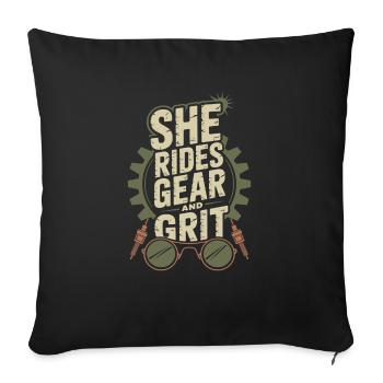 Women In Trucking Female Trucker Pride - Housse de coussin décorative 45 x 45 cm - noir - Devant