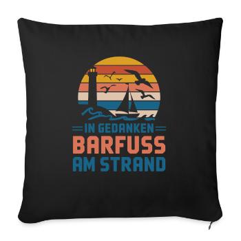 Mer Baltique Côte de la mer du Nord Pieds nus sur la plage en pensées - Housse de coussin décorative 45 x 45 cm - noir - Devant