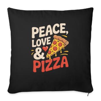 Peace, Love & Pizza - Sofa pillowcase 17,3'' x 17,3'' (45 x 45 cm) - black - Front