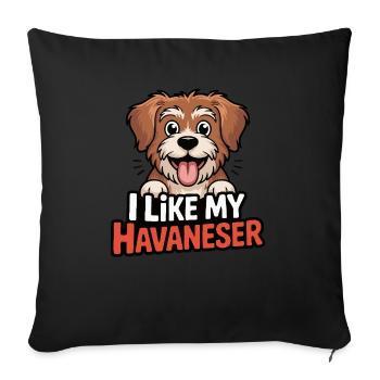 J’aime mon amour de chien bichon havanais - Housse de coussin décorative 45 x 45 cm - noir - Devant