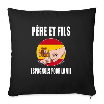 père et fils espagne espagnol papa - Housse de coussin décorative 45 x 45 cm - noir - Devant