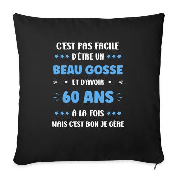 60 ANS - Housse de coussin décorative 45 x 45 cm - noir - Devant