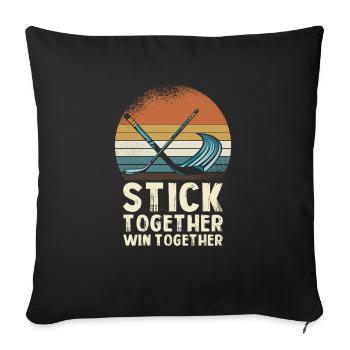 Stick Together Win Together Hockey Graphics - Sofa pillowcase 17,3'' x 17,3'' (45 x 45 cm) - black - Front