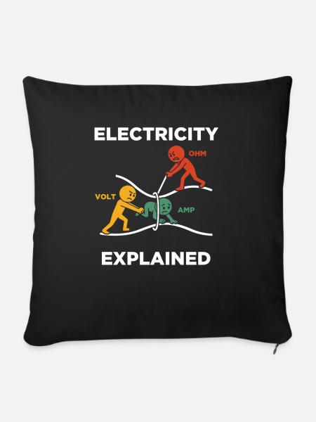 Electricity explained Elektriker - Sofakissenbezug 45 x 45 cm - Schwarz