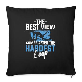 Saut en hauteur Meilleure vue après le saut le plus difficile - Housse de coussin décorative 45 x 45 cm - noir - Devant