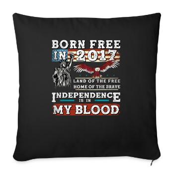Né libre en 2017 - Little Patriot fête ses 8 ans - Housse de coussin décorative 45 x 45 cm - noir - Devant