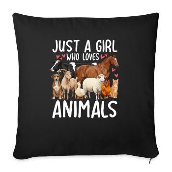 Juste une fille qui aime les animaux - Housse de coussin décorative 45 x 45 cm - noir - Devant