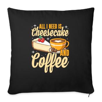 Cheesecake et café Lovers Design - Housse de coussin décorative 45 x 45 cm - noir - Devant