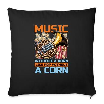 French Horn Music Without Wind Instrument Musician - Sofa pillowcase 17,3'' x 17,3'' (45 x 45 cm) - black - Front