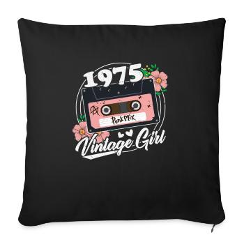 50 ans Vintage Rétro Femmes 1975 Anniversaire - Housse de coussin décorative 45 x 45 cm - noir - Devant