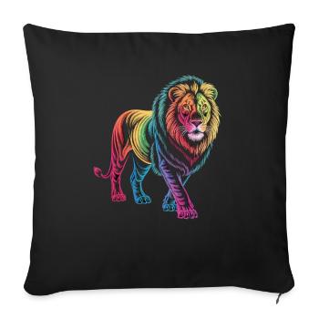 Leo in the play of colors - Sofa pillowcase 17,3'' x 17,3'' (45 x 45 cm) - black - Front