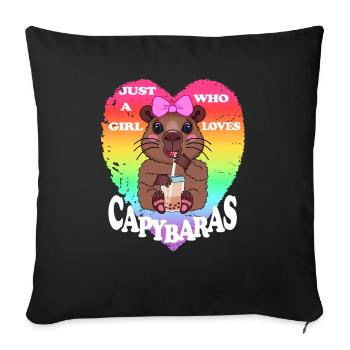 Capybara Bubble tea - Sofa pillowcase 17,3'' x 17,3'' (45 x 45 cm) - black - Front