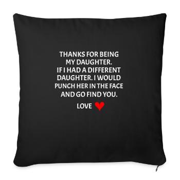 Merci d’être ma fille, père-fille - Housse de coussin décorative 45 x 45 cm - noir - Devant