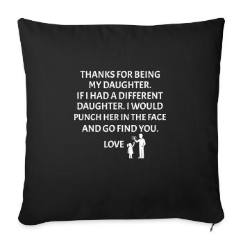 Merci d’être ma fille, père-fille - Housse de coussin décorative 45 x 45 cm - noir - Devant